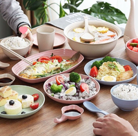 Ensembles de vaisselle en plastique colorés, récipient alimentaire jetable, ensemble d'assiettes, tasses et bols réutilisables, 20 pièces