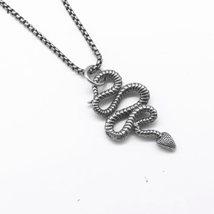 Collar con Colgante de Serpiente Venenosa y Feroz yunnique, de Acero de Titanio, Estilo Retro, Zodiaco, Unisex, Joyería de Moda - Product Image 3