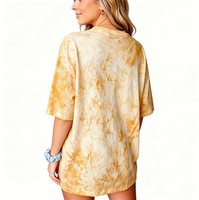 Robe T-shirt oversize tie-dye jaune pour femme, manches courtes, col rond, coupe décontractée, imprimé graphique, mini-robe streetwear pour l'été