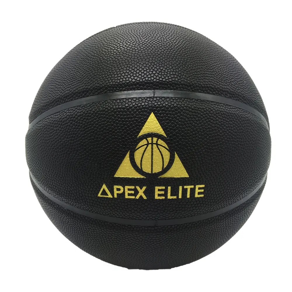 custom basketball black basketball ball black PU leather with golden logos top quality outdoor indoor basketball ball