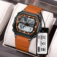 Montre électronique à double affichage pour homme SABR, bracelet en silicone étanche, chronographe à quartz, alarme, montre multifonction