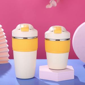 Simple and Fashionable Coffee Cup with Heat-resistant Cup Sleeve and Straw Made of Stainless Steel <b>Mug</b> - Product Image 2