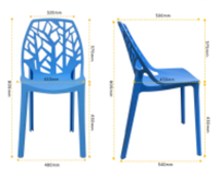 Chaise de restaurant en plastique rouge avec motif d'arbre, mobilier de salle à manger contemporain et moderne, table et chaise de restaurant durables