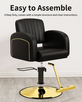 Chaise de coiffure moderne, incurvée, durable et portable, système hydraulique, base en acier inoxydable, hauteur réglable, rotation à 360 degrés