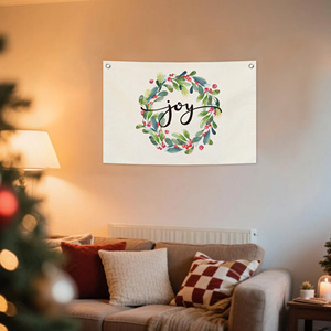 2.5x1.6FT Merry Christmas <b>Canvas</b> Door Flag with Copper Buckles | Indoor Outdoor Holiday <b>Wall</b> Decoration - Product Image 4