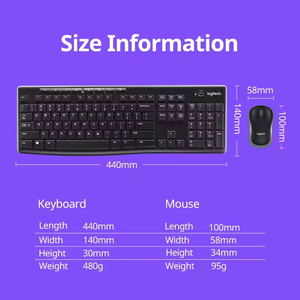 Combo de Teclado y Ratón Inalámbrico Logitech MK270, Receptor 2.4G, Teclado de Tamaño Completo, Batería de Larga Duración, Set de Teclado y Ratón para Oficina - Product Image 3
