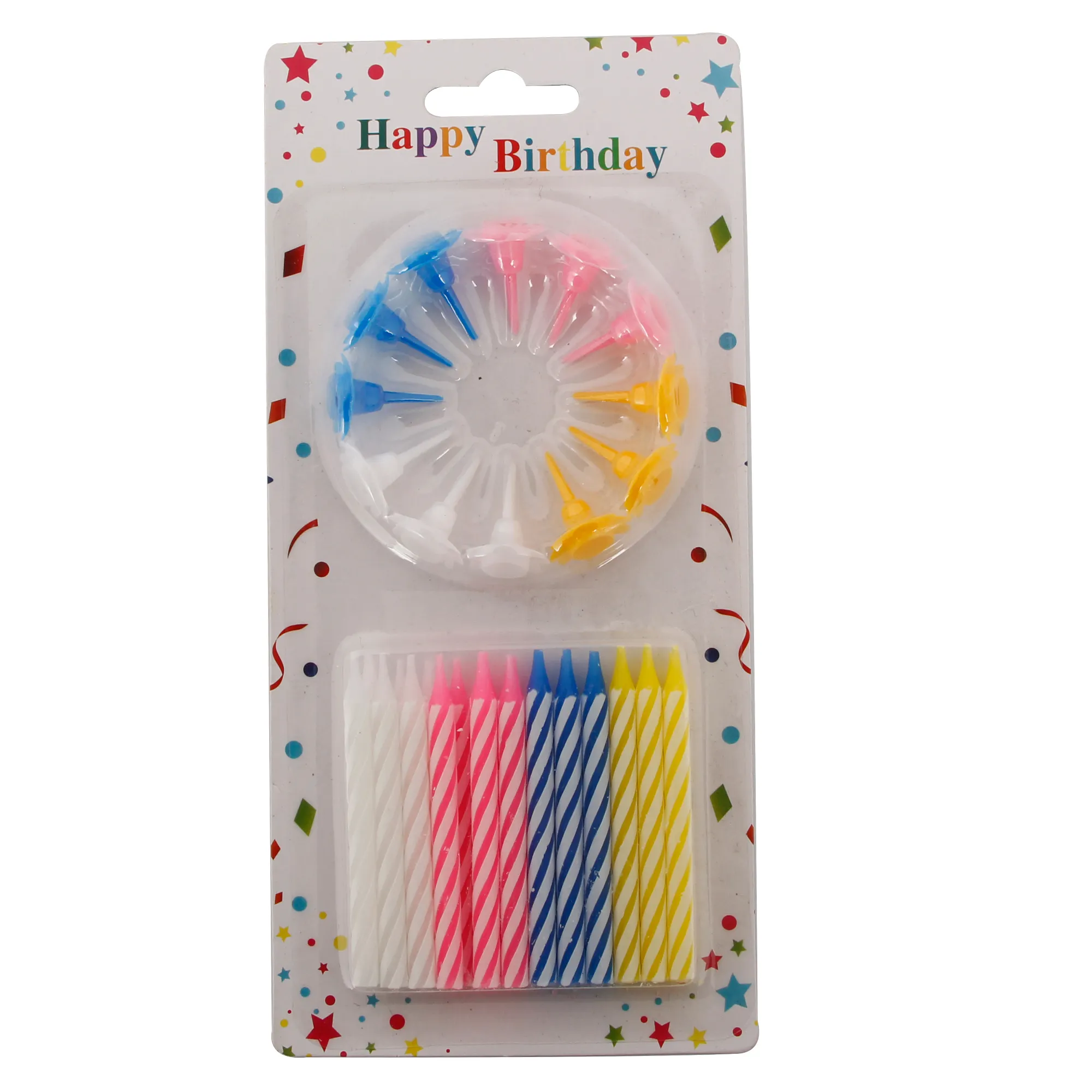 Promozionale di Festa 24pcs pacchetto unico spirale bambini del partito celebrazione felice torta di compleanno candele set con i titolari per i bambini