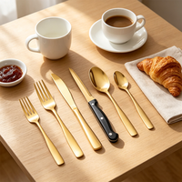 Ensembles de couverts en acier inoxydable en gros : couteaux à steak, fourchettes, cuillères, fourchettes à dessert, cuillères à dessert pour restaurants, mariages, hôtels