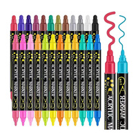 Marqueurs de peinture acrylique à double tête Bonvada, ensemble de stylos d'art en plastique PP, 12/24/36/48 couleurs, pour l'école et le bureau