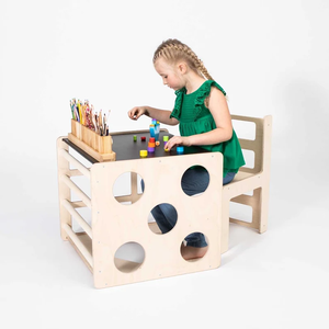 Cube d'escalade transformable ensemble de table et de chaise pour enfants meubles Montessori d'escalade pour tout-petits en bois bébé Gym - Product Image 1