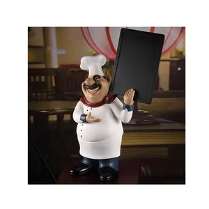 Statue <span class=keywords><strong>de</strong></span> chef en résine et fibre <span class=keywords><strong>de</strong></span> verre, figurine décorative <span class=keywords><strong>de</strong></span> chef gras en position <span class=keywords><strong>de</strong></span> cuisinier, personnalisable avec inscription 'Bienvenue Chef' pour restaurant - Product Image 2
