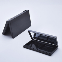 Vide en plastique or maquillage magnétique rectangle carré de luxe vide pressé compact poudre cas avec miroir, 2 compact poudre cas