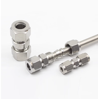 Sambungan Kompresi Ferrule Ganda Baja Tahan Karat 304 Cocok untuk Tabung OD 1/4" 1/16" 3/8" 1/2" Ideal untuk Sistem Hidrolik dan Kimia