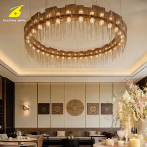 Plafonnier LED artistique en forme d'anneau avec pampilles - <span class=keywords><strong>Décoration</strong></span> d'ambiance chaleureuse et contemporaine pour espaces commerciaux haut de gamme - Product Image 6