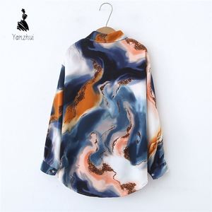 2026 Top-Mode Frühling Knopfleisten-Tie-Dye-Bluse Maßgeschneidertes Satin-Hemd für Damen - Product Image 2