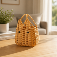 Panier cadeau en PP tissé pour la Fête de la Mi-Automne, avec deux poignées, panier à fruits créatif fait main, style pastoral pour la cueillette