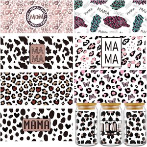 Transferts UV DTF personnalisés à motif léopard, autocollants UV DTF imperméables à appliquer par frottement pour verre de 16 oz, artisanat en bois DIY, cadeaux pour la fête des mères - Product Image 1