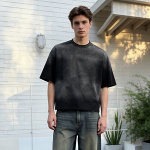 Camiseta Vintage de Algodón Pesado con Lavado Ácido TKAN1020D para Hombre, de Alta Calidad, 100% Algodón, Oversize, Estilo Urbano Desgastado, Precio Bajo - Product Image 1