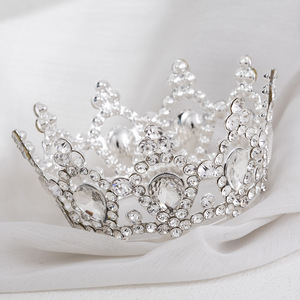 Tocado Floral Plateado y Dorado Más Popular, Tiara y Corona Redonda Completa, Accesorios de Novia para Jesús y la Virgen María - Product Image 1