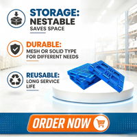 Palette en plastique légère pour entrepôt, exportation, usine industrielle, en promotion