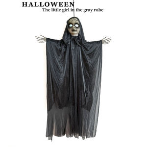 Décoration d'Halloween Fantôme Suspendu Lumineux Robe Grise Adulte Effets Sonores Fonctionnant sur Piles AAA Décoration Effrayante pour Maison Hantée Intérieur - Product Image 3
