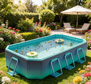 <span class=keywords><strong>Piscine</strong></span> Non-Gonflable Pliable en PVC <span class=keywords><strong>avec</strong></span> Support et Maille Stratifiée, pour Enfants et Famille, Utilisation Extérieure dans le Jardin - Product Image 2