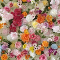 H258 5D Bunga Mawar Musim Semi Warna-warni Hydrangea, Bunga Buatan Simulasi Kain Berlapis Kuat Dekorasi Dinding Bunga untuk Pernikahan