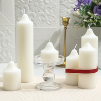 Bougies Pilier Cylindriques Blanches Ivoire Sans Flamme Personnalisées avec Logo pour Décoration Maison, Mariage et Église - Vente en Gros