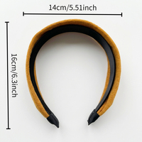 Headband lebar elastis poliester warna solid yang dapat disesuaikan, buatan tangan, untuk wanita, penggunaan sehari-hari kasual