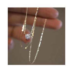 Elegante <span class=keywords><strong>Collana</strong></span> in Oro 14K con <span class=keywords><strong>Diamante</strong></span> da 0,2 Ct <span class=keywords><strong>Collana</strong></span> <span class=keywords><strong>Solitario</strong></span> in Argento Sterling S925 da Donna - Product Image 1