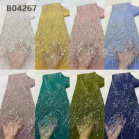 Tissu en dentelle à paillettes et perles CHOCOO, prix d'usine Chine, tissu en dentelle brodé blanc scintillant pour mariage