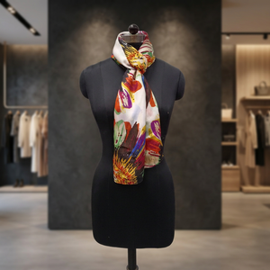 Elegant Women's Long 100% <b>Silk</b> <b>Scarf</b> Hand-Painted Abstract Pattern Multi-Functional Fashion Accessory All Seasons - Product Image 4
