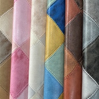 Tissu en cuir synthétique PVC 1,0 mm en gros avec imprimé patchwork à carreaux, idéal pour accessoires de sacs, équipements et coussins de chaise