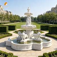 Fuente de Agua de Mármol Blanco Natural MILY con Estatua de León Tallada a Mano para Jardín, Villa, Hotel, Paisajismo