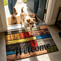 Tapis de bienvenue en fibre de coco à motif bois imprimé sur mesure, base en caoutchouc antidérapante, absorbant l'eau, séchage rapide, résistant à l'huile, fin, anti-salissures