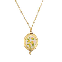 Collier ovale floral émaillé couleur vintage français, chaîne de clavicule artistique de niche avec fermoir mousqueton tulipe cerise pour femme