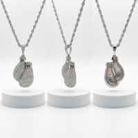 Collier pendentif gant de boxe hip-hop en argent S925 plaqué or, entièrement pavé de moissanite D VVS1, cadeau pour homme, bijoux