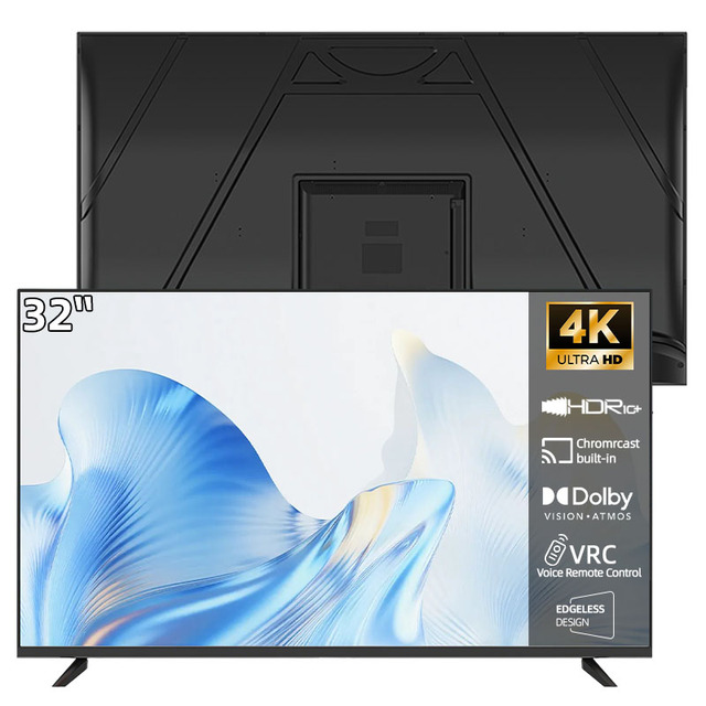 Smart TV 32 Inch 4K UHD Android LED with Wi-Fi for Built-in Speaker Hotel TV Home Entertainment Gaming Streaming