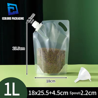 750ml 1L 2L 3L prix de gros étanche extérieur Transparent stock disponible pochette d'emballage en plastique personnalisé jus sacs debout