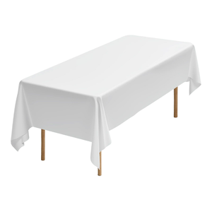 Mantel Rectangular Blanco 100% Poliéster Tejido Liso Teñido Lavable Estilo Minimalista para Uso Doméstico - Product Image 1