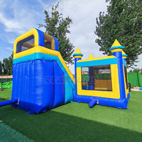 Château gonflable pas cher en gros, château sauteur pastel pour enfants, combo gonflable avec toboggan