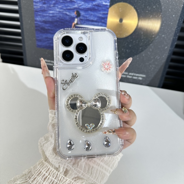 High Quality Sparkle Glitter Epoxy Print Anti slip Charming Cartoon Mirror Phone case for XIAOMI 17 Ultra 5G