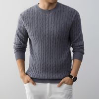 Pull tricoté pour homme 2026, style Old Money, col rond, décontracté, hiver, anti-plis, motif automne