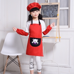 Bán buôn tùy chỉnh BBQ trẻ em trẻ em Tạp dề đầu bếp Nhà Bếp Nấu Ăn thủ công nghệ thuật vẽ tranh trẻ em Tạp dề với mũ và tay áo - Product Image 3