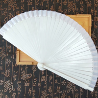 Abanico de madera decorativo pintado con spray, regalo DIY para damas de honor de boda, abanico trenzado para mujer, abanico de baile fácil de abrir para venta al por mayor