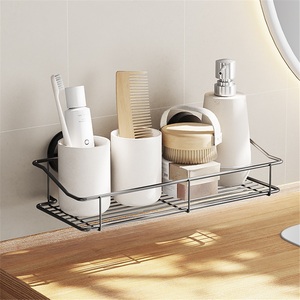 Étagère murale moderne en alliage de zinc à ventouse pour toilettes, salle de bain et cuisine, installation sans perçage - Product Image 1