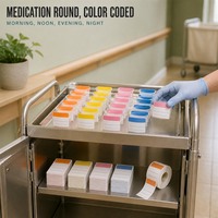 Rouleau d'étiquettes personnalisées thermiques directes pour le temps de prise des médicaments, autocollants de dosage codés par couleur pour chariots de pharmacie et organiseurs de pilules