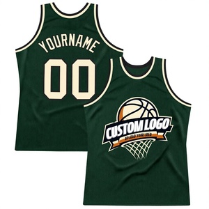 Maillot de basket vert personnalisé avec logo imprimé 00 Votre Nom, débardeur en mesh sublimé unisexe adulte respirant premium rayé - Product Image 1