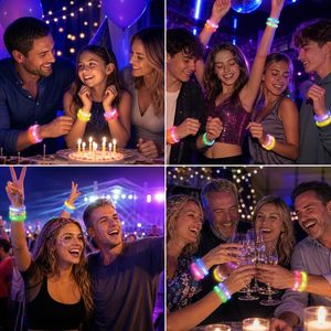 Pulseras Luminosas LED con Logotipo Personalizado, Pulseras Acrílicas Planas y Anchas con Burbujas para Fiestas Neon - Product Image 5