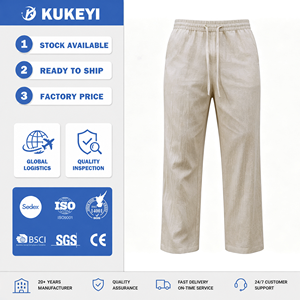<span class=keywords><strong>Pantaloni</strong></span> Casual da <span class=keywords><strong>Uomo</strong></span> Kaki con Coulisse Vestibilità Ampia Effetto <span class=keywords><strong>Lino</strong></span>, <span class=keywords><strong>Pantaloni</strong></span> Chino di Alta Qualità Vestibilità Rilassata per Uso Quotidiano Estivo - Product Image 1